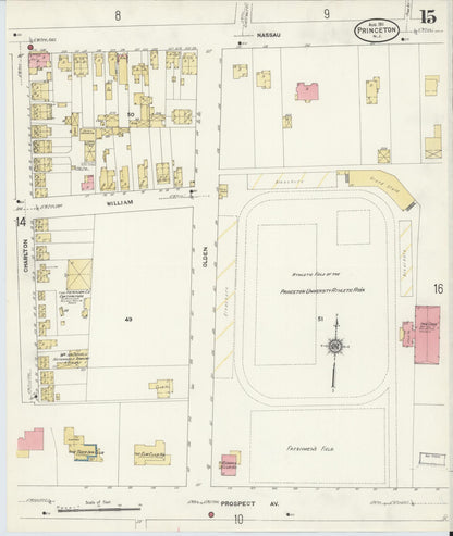 Sanborn Fire Insurance Map from Princeton, Mercer County, New Jersey (1911), Sheet #0015 - Historic Sanborn Fire Insurance Map Print, vintage old map wall art, antique decor, genealogy gift, New Jersey New Jersey map