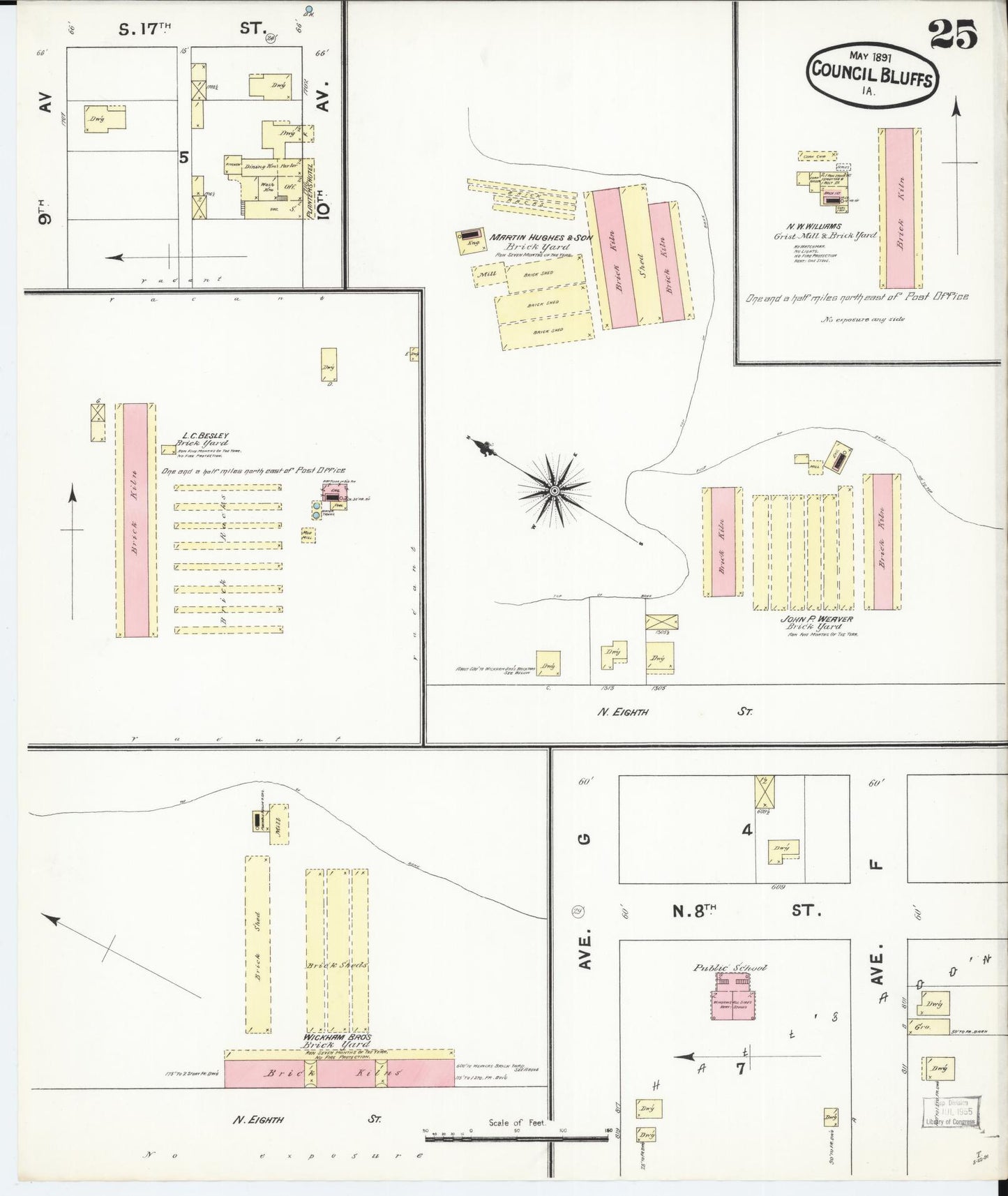 Sanborn Fire Insurance Map from Council Bluffs, Pottawattamie County, Iowa (1891), Sheet #0025 - Historic Sanborn Fire Insurance Map Print, vintage old map wall art