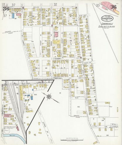 Sanborn Fire Insurance Map from Kingston, Luzerne County, Pennsylvania (1925), Sheet #0036 - Historic Sanborn Fire Insurance Map Print, vintage old map wall art, antique decor, genealogy gift, Pennsylvania Pennsylvania map