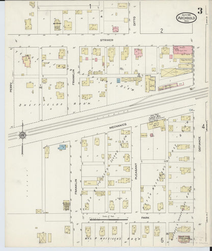 Sanborn Fire Insurance Map from Archbold, Fulton County, Ohio (1914), Sheet #0003 - Historic Sanborn Fire Insurance Map Print, vintage old map wall art, antique decor, genealogy gift, Ohio Ohio map