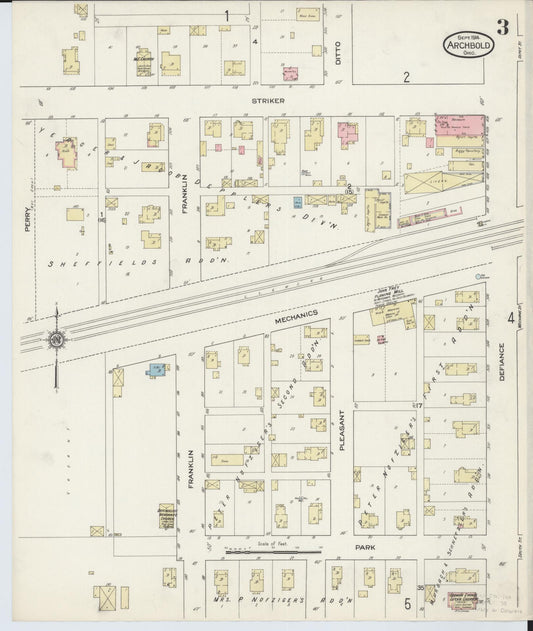 Sanborn Fire Insurance Map from Archbold, Fulton County, Ohio (1914), Sheet #0003 - Historic Sanborn Fire Insurance Map Print, vintage old map wall art, antique decor, genealogy gift, Ohio Ohio map