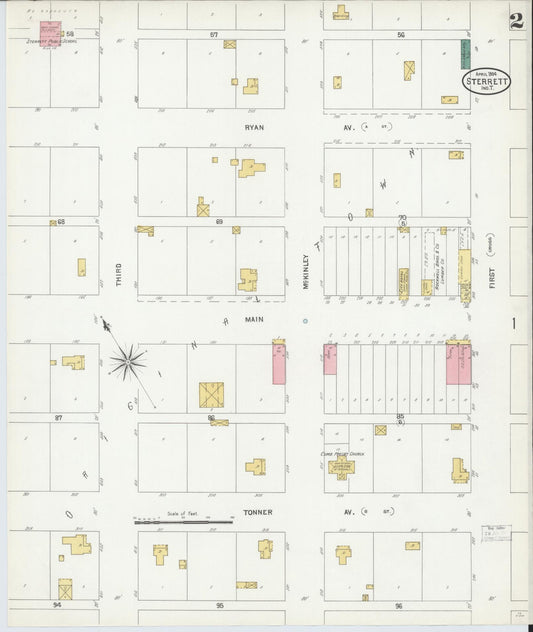 Sanborn Fire Insurance Map from Sterrett, Bryan County, Oklahoma (1904), Sheet #0002 - Historic Sanborn Fire Insurance Map Print, vintage old map wall art, antique decor, genealogy gift, Oklahoma Oklahoma map