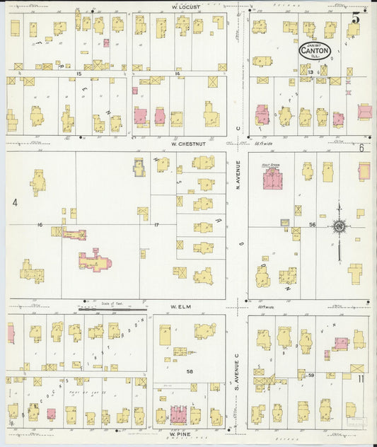 Sanborn Fire Insurance Map from Canton, Fulton County, Illinois (1917), Sheet #0005 - Historic Sanborn Fire Insurance Map Print, vintage old map wall art, antique decor, genealogy gift, Illinois Illinois map