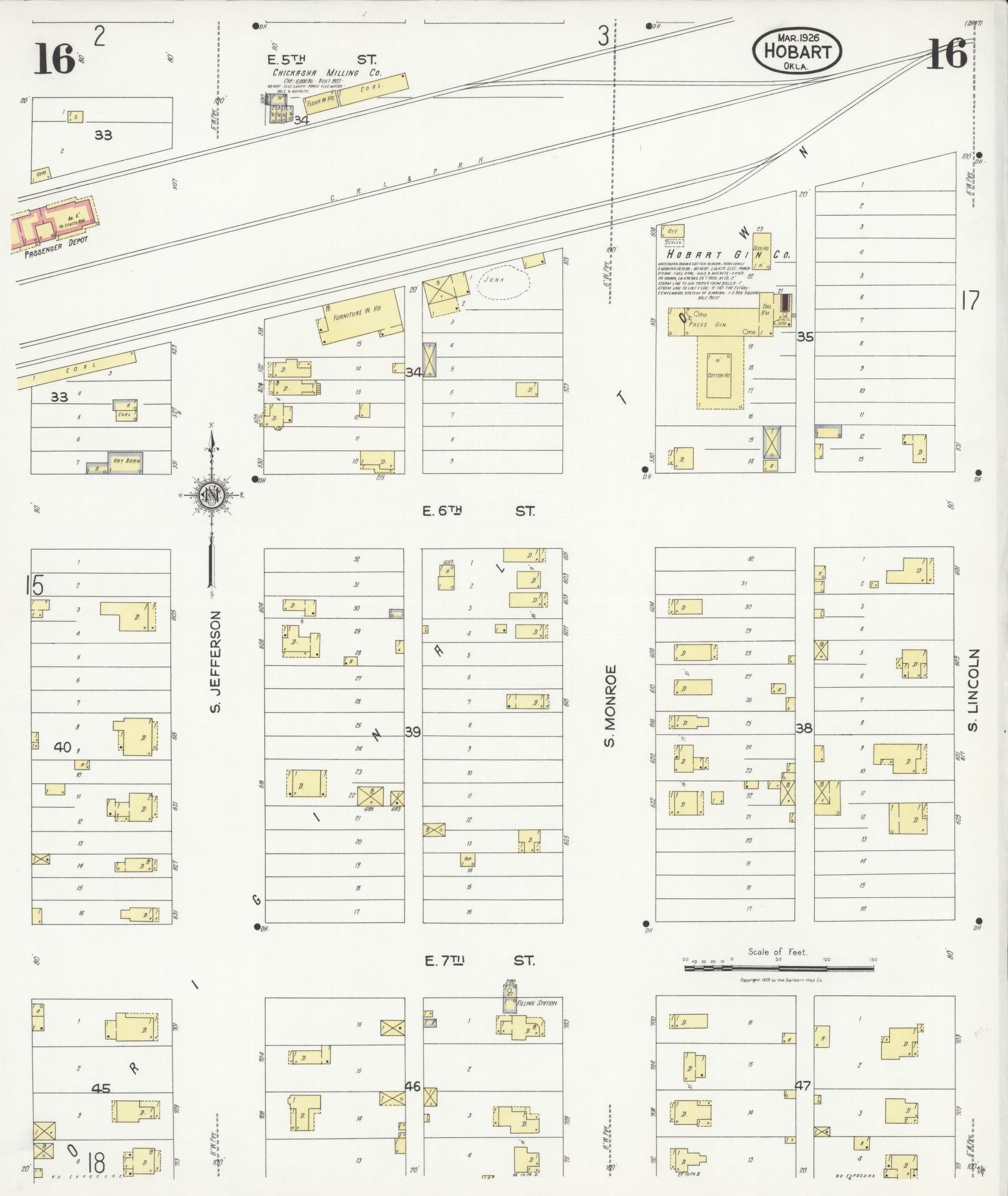 Sanborn Fire Insurance Map from Hobart, Kiowa County, Oklahoma (1926), Sheet #0016 - Complete Map Set gallery image, historic Sanborn map, vintage wall art, Oklahoma Oklahoma
