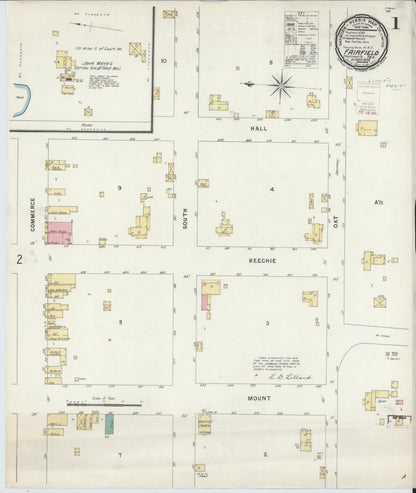 Sanborn Fire Insurance Map from Fairfield, Freestone County, Texas (1896), Sheet #0001 - Complete Map Set gallery image, historic Sanborn map, vintage wall art, Texas Texas