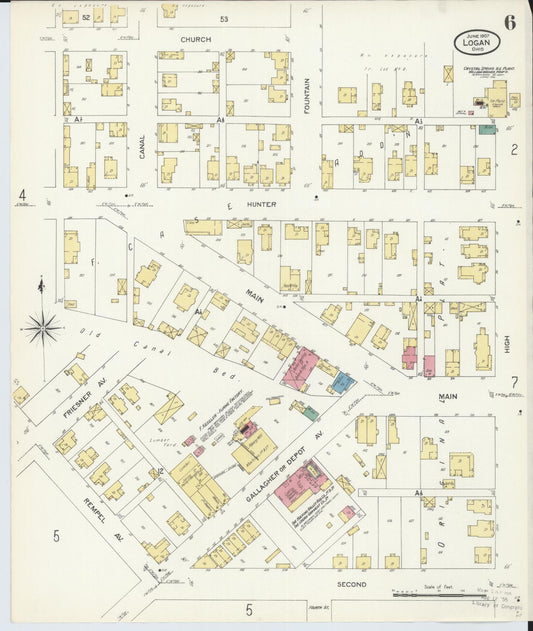 Sanborn Fire Insurance Map from Logan, Hocking County, Ohio (1907), Sheet #0006 - Historic Sanborn Fire Insurance Map Print, vintage old map wall art, antique decor, genealogy gift, Ohio Ohio map