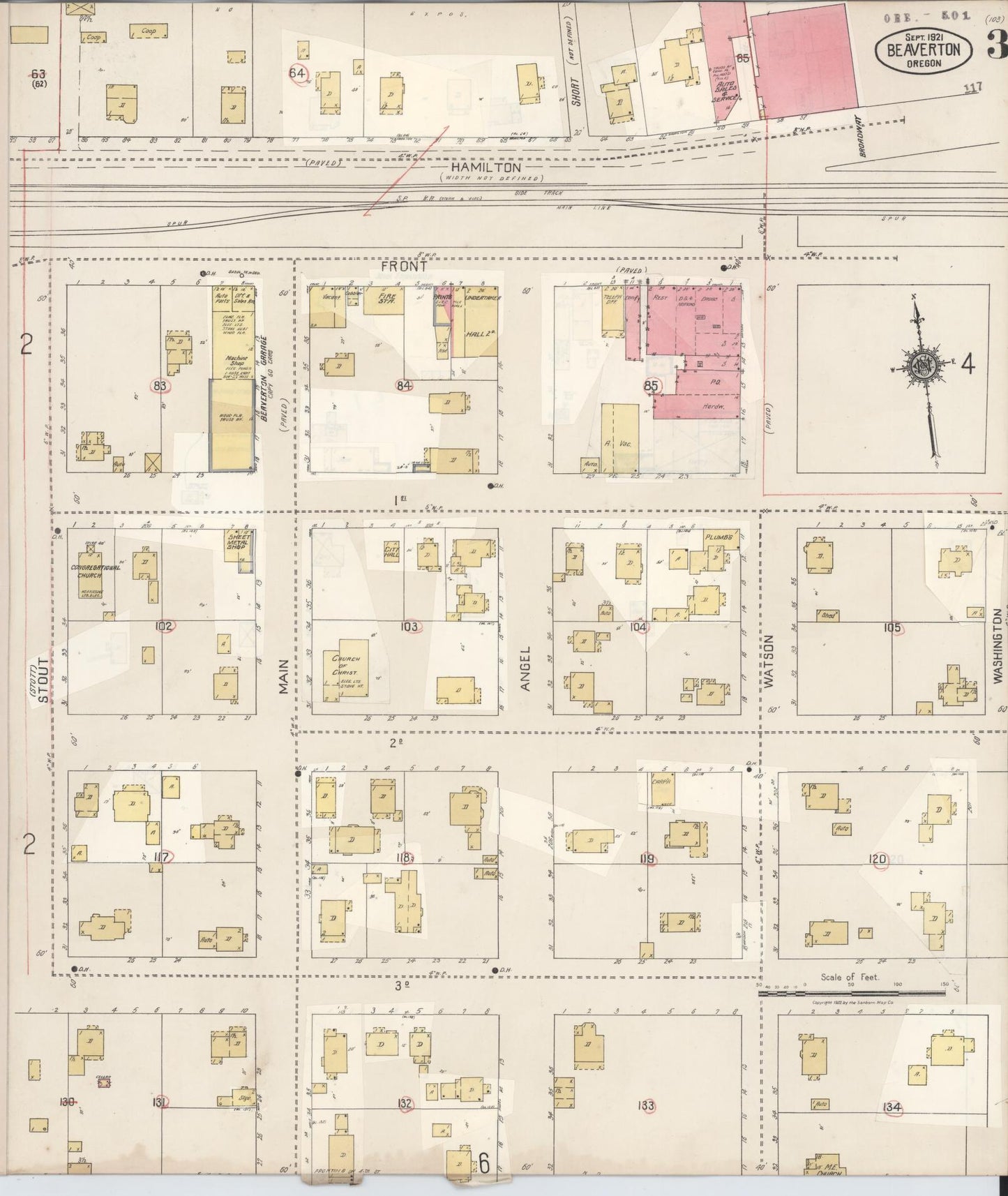 Sanborn Fire Insurance Map from Beaverton, Washington County, Oregon (1931), Sheet #0003 - Complete Map Set gallery image, historic Sanborn map, vintage wall art, Oregon Oregon