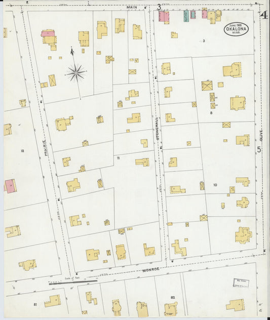 Sanborn Fire Insurance Map from Okolona, Chickasaw County, Mississippi (1905), Sheet #0004 - Historic Sanborn Fire Insurance Map Print, vintage old map wall art, antique decor, genealogy gift, Mississippi Mississippi map