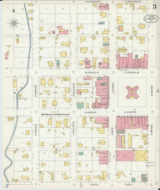 Sanborn Fire Insurance Map from Liberty, Clay County, Missouri (1899), Sheet #0003 - Historic Sanborn Fire Insurance Map Print, vintage old map wall art, antique decor, genealogy gift, Missouri Missouri map