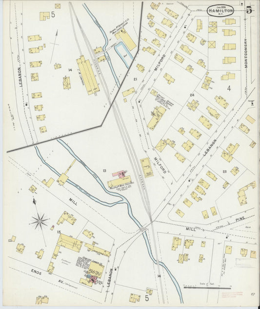 Sanborn Fire Insurance Map from Hamilton, Madison County, New York (1896), Sheet #0005 - Historic Sanborn Fire Insurance Map Print, vintage old map wall art, antique decor, genealogy gift, New York New York map
