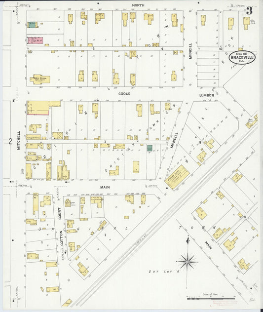 Sanborn Fire Insurance Map from Braceville, Grundy County, Illinois (1907), Sheet #0003 - Historic Sanborn Fire Insurance Map Print, vintage old map wall art, antique decor, genealogy gift, Illinois Illinois map