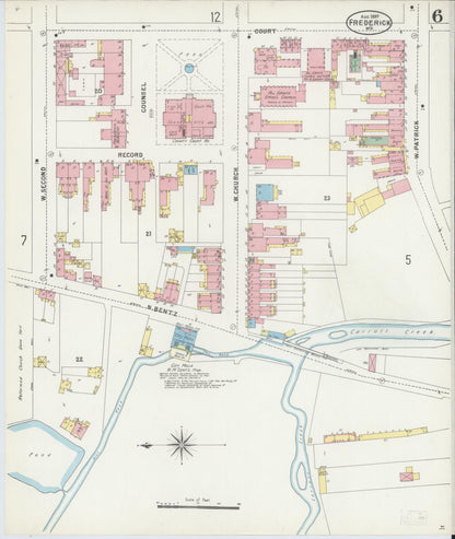 Sanborn Fire Insurance Map from Frederick, Frederick County, Maryland (1897), Sheet #0006 - Complete Map Set gallery image, historic Sanborn map, vintage wall art, Maryland Maryland