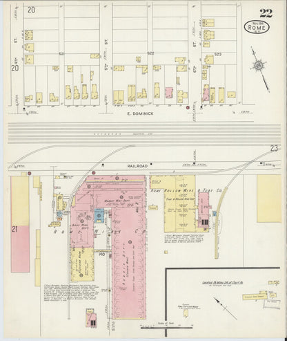 Sanborn Fire Insurance Map from Rome, Oneida County, New York (1914), Sheet #0022 - Historic Sanborn Fire Insurance Map Print, vintage old map wall art, antique decor, genealogy gift, New York New York map
