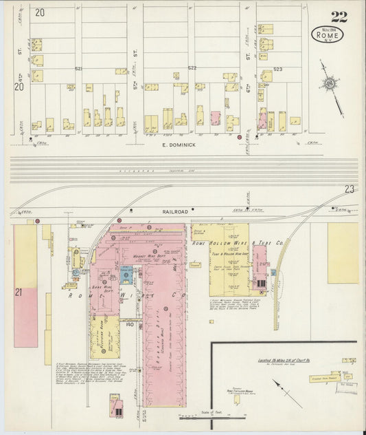Sanborn Fire Insurance Map from Rome, Oneida County, New York (1914), Sheet #0022 - Historic Sanborn Fire Insurance Map Print, vintage old map wall art, antique decor, genealogy gift, New York New York map