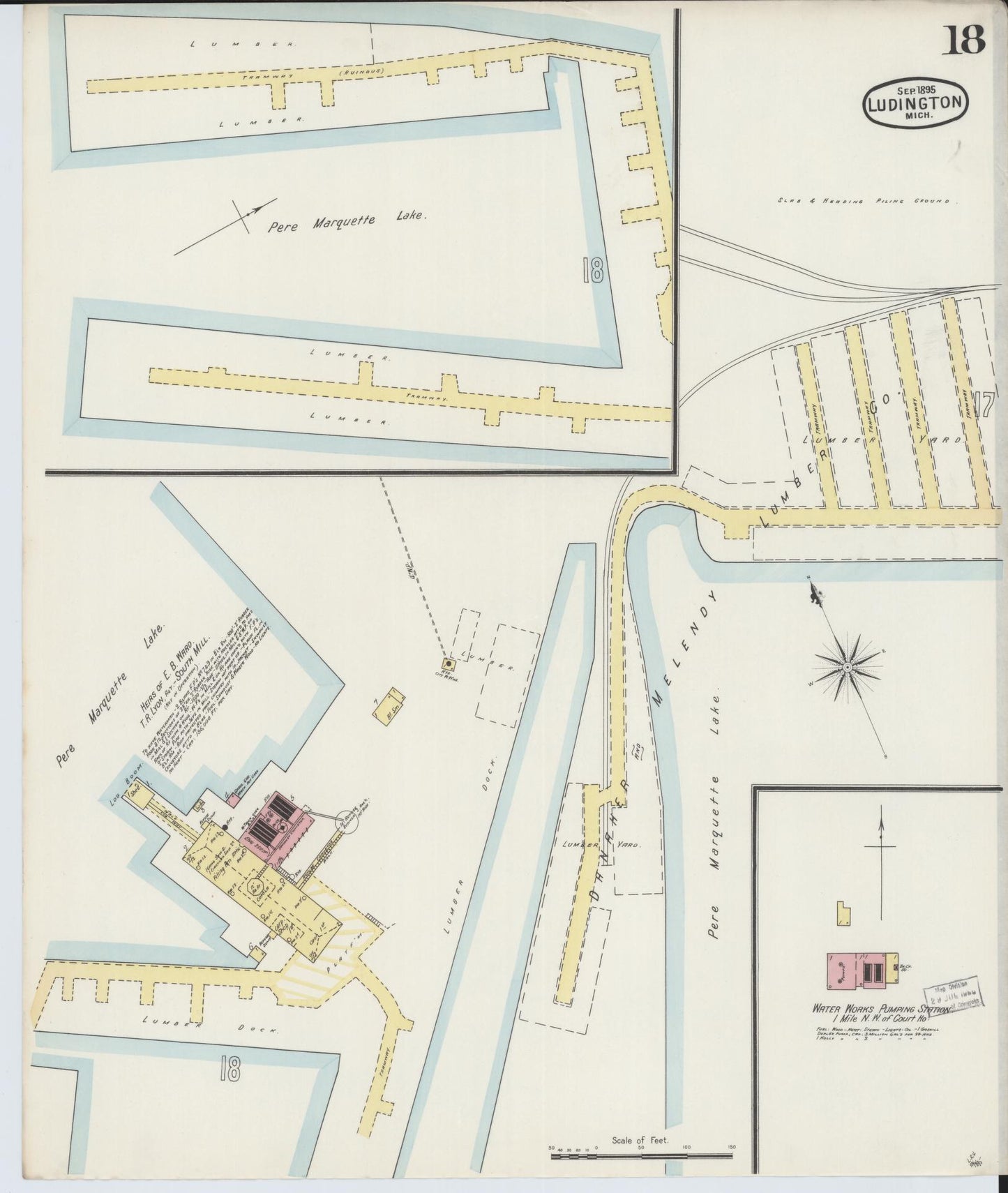Sanborn Fire Insurance Map from Ludington, Mason County, Michigan (1895), Sheet #0018 - Complete Map Set gallery image, historic Sanborn map, vintage wall art, Michigan Michigan