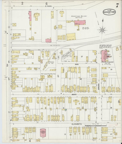 Sanborn Fire Insurance Map from Bordentown, Burlington County, New Jersey (1897), Sheet #0007 - Complete Map Set gallery image, historic Sanborn map, vintage wall art, New Jersey New Jersey