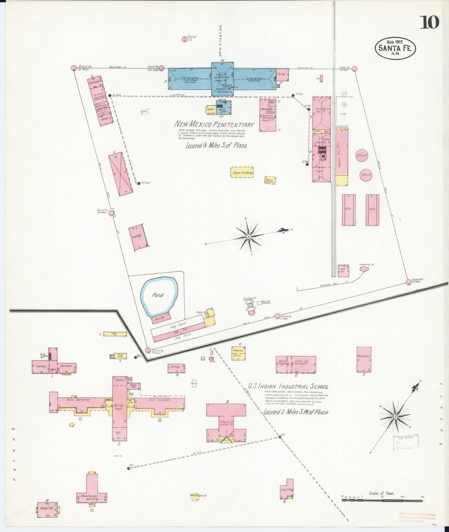 Sanborn Fire Insurance Map from Santa Fe, Santa Fe County, New Mexico (1902), Sheet #0010 - Complete Map Set gallery image, historic Sanborn map, vintage wall art, New Mexico New Mexico