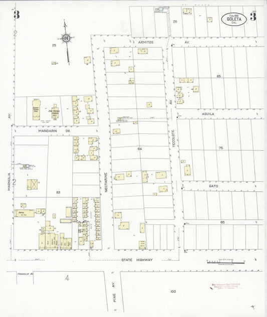 Sanborn Fire Insurance Map from Goleta, Santa Barbara County, California (1930), Sheet #0003 - Historic Sanborn Fire Insurance Map Print, vintage old map wall art, antique decor, genealogy gift, California California map
