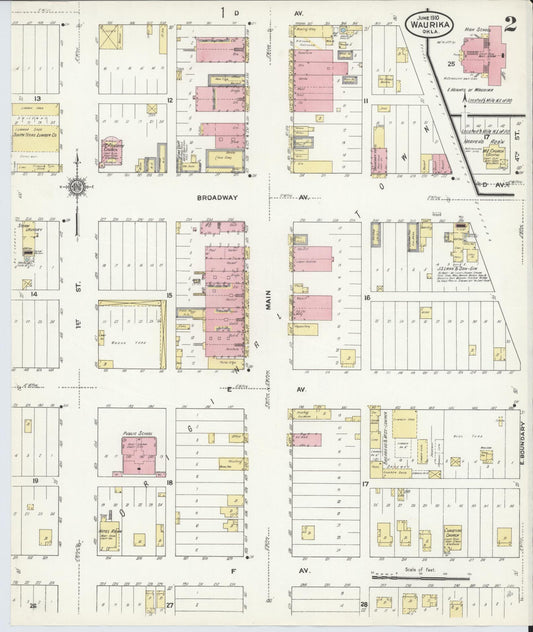 Sanborn Fire Insurance Map from Waurika, Jefferson County, Oklahoma (1910), Sheet #0002 - Historic Sanborn Fire Insurance Map Print, vintage old map wall art, antique decor, genealogy gift, Oklahoma Oklahoma map