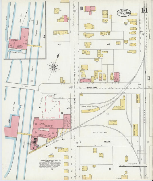 Sanborn Fire Insurance Map from Fulton, Oswego County, New York (1906), Sheet #0014 - Historic Sanborn Fire Insurance Map Print, vintage old map wall art, antique decor, genealogy gift, New York New York map