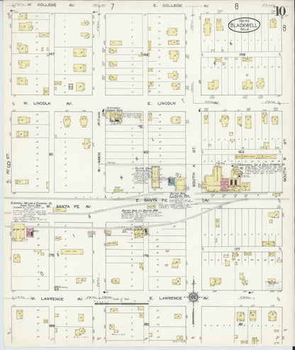 Sanborn Fire Insurance Map from Blackwell, Kay County, Oklahoma (1913), Sheet #0010 - Complete Map Set gallery image, historic Sanborn map, vintage wall art, Oklahoma Oklahoma
