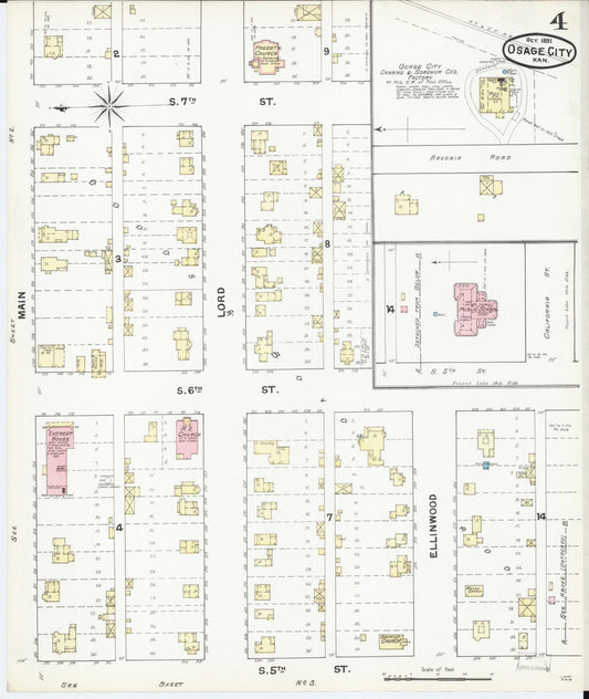 Sanborn Fire Insurance Map from Osage City, Osage County, Kansas (1891), Sheet #0004 - Historic Sanborn Fire Insurance Map Print, vintage old map wall art, antique decor, genealogy gift, Kansas Kansas map
