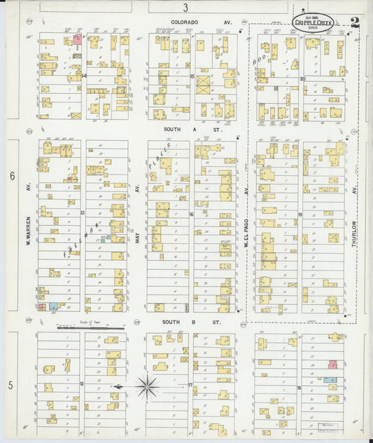 Sanborn Fire Insurance Map from Cripple Creek, Teller County, Colorado (1900), Sheet #0002 - Historic Sanborn Fire Insurance Map Print, vintage old map wall art, antique decor, genealogy gift, Colorado Colorado map