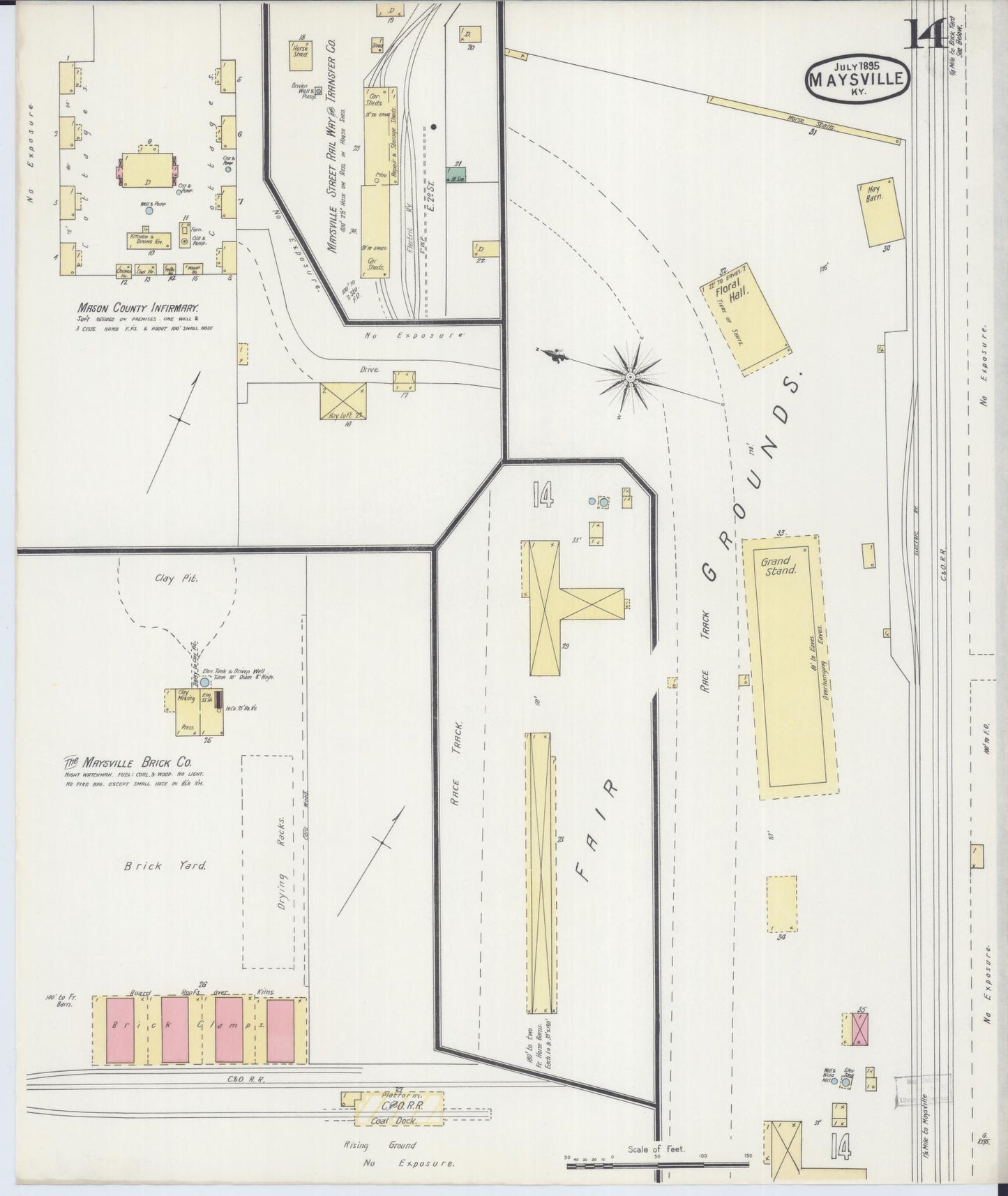 Sanborn Fire Insurance Map from Maysville, Mason County, Kentucky (1895), Sheet #0014 - Historic Sanborn Fire Insurance Map Print, vintage old map wall art, antique decor, genealogy gift, Kentucky Kentucky map