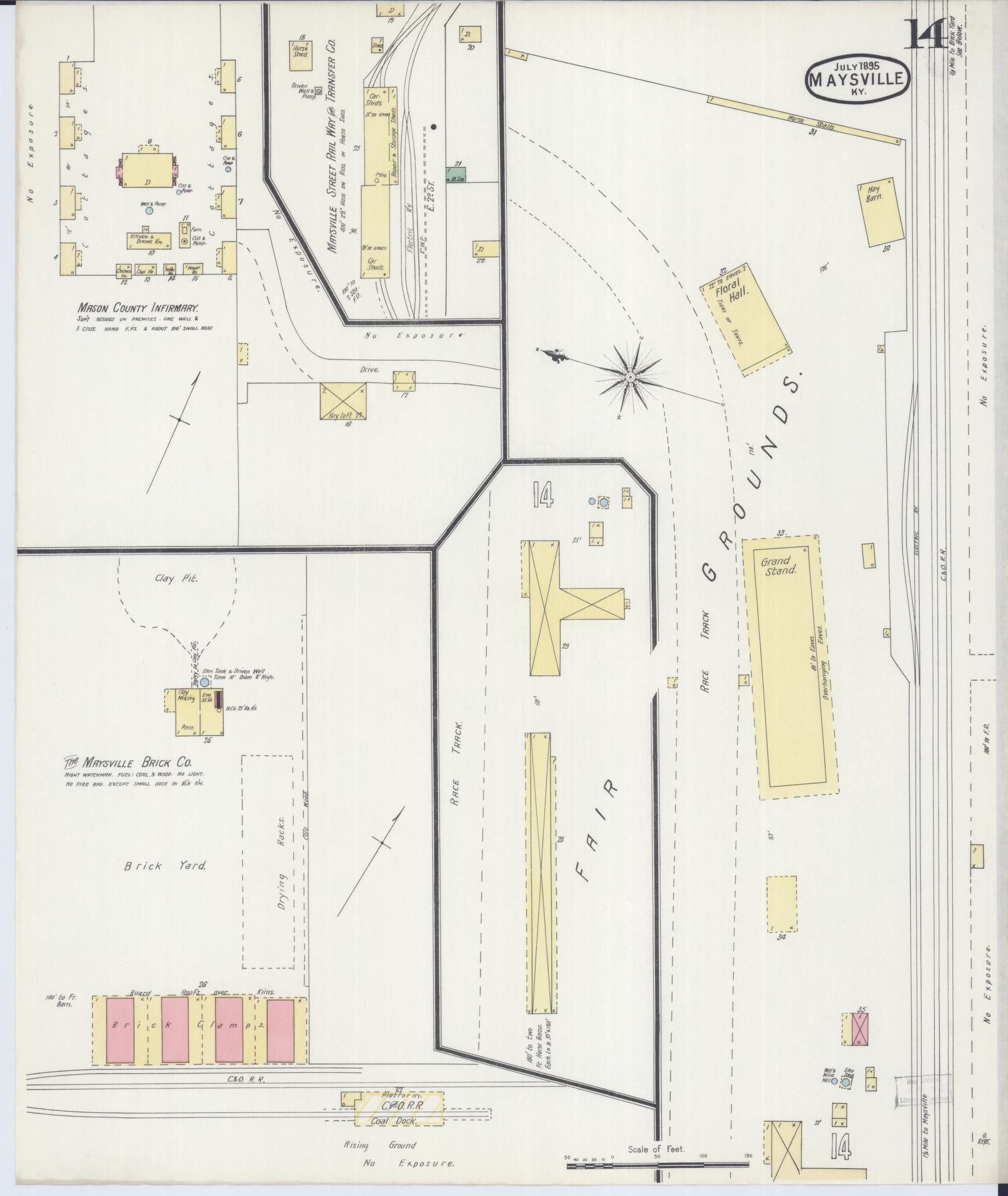 Sanborn Fire Insurance Map from Maysville, Mason County, Kentucky (1895), Sheet #0014 - Historic Sanborn Fire Insurance Map Print, vintage old map wall art, antique decor, genealogy gift, Kentucky Kentucky map