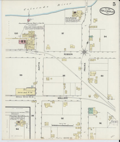 Sanborn Fire Insurance Map from Columbus, Colorado County, Texas (1890), Sheet #0005 - Complete Map Set gallery image, historic Sanborn map, vintage wall art, Texas Texas