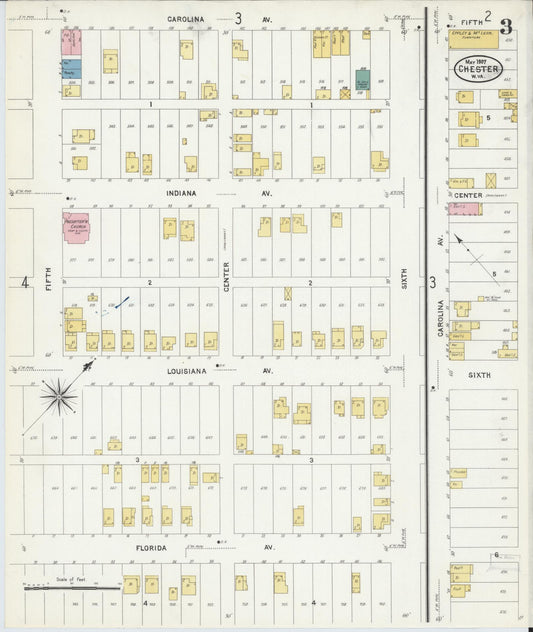 Sanborn Fire Insurance Map from Chester, Hancock County, West Virginia (1907), Sheet #0003 - Historic Sanborn Fire Insurance Map Print, vintage old map wall art, antique decor, genealogy gift, West Virginia West Virginia map
