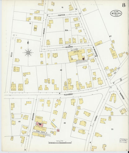 Sanborn Fire Insurance Map from Woburn, Middlesex County, Massachusetts (1899), Sheet #0008 - Complete Map Set gallery image, historic Sanborn map, vintage wall art, Massachusetts Massachusetts