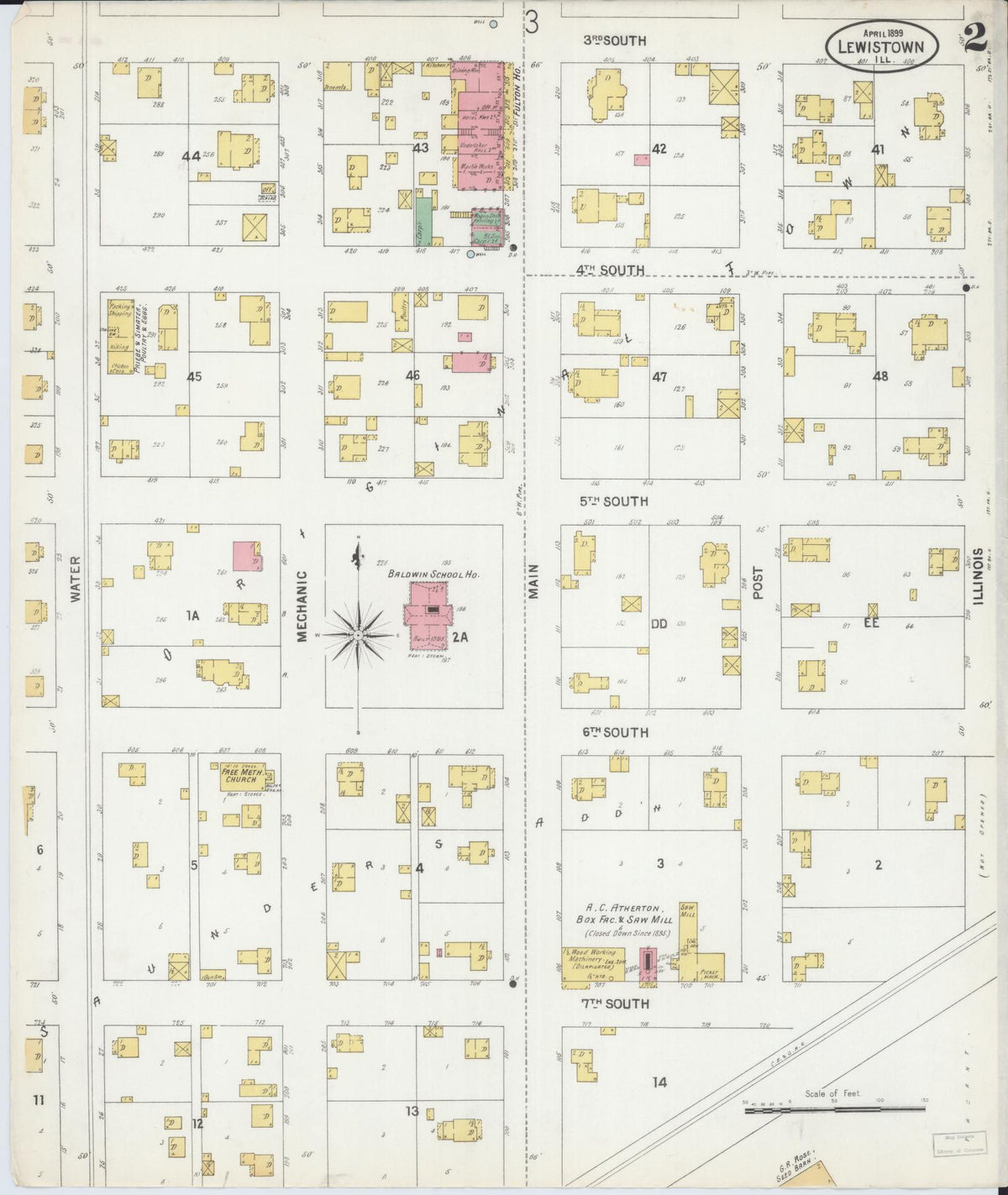 Sanborn Fire Insurance Map from Lewistown, Fulton County, Illinois (1899), Sheet #0002 - Complete Map Set gallery image, historic Sanborn map, vintage wall art, Illinois Illinois