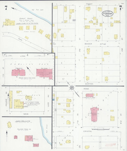 Sanborn Fire Insurance Map from Perham, Otter Tail County, Minnesota (1929), Sheet #0007 - Historic Sanborn Fire Insurance Map Print, vintage old map wall art, antique decor, genealogy gift, Minnesota Minnesota map