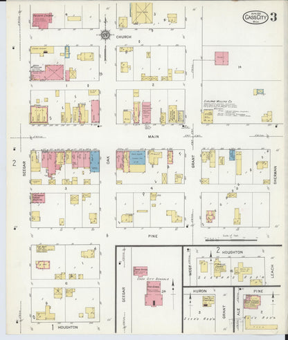 Sanborn Fire Insurance Map from Cass City, Tuscola County, Michigan (1916), Sheet #0003 - Historic Sanborn Fire Insurance Map Print, vintage old map wall art, antique decor, genealogy gift, Michigan Michigan map