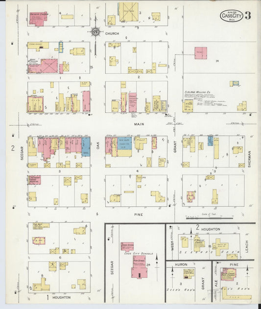 Sanborn Fire Insurance Map from Cass City, Tuscola County, Michigan (1916), Sheet #0003 - Historic Sanborn Fire Insurance Map Print, vintage old map wall art, antique decor, genealogy gift, Michigan Michigan map