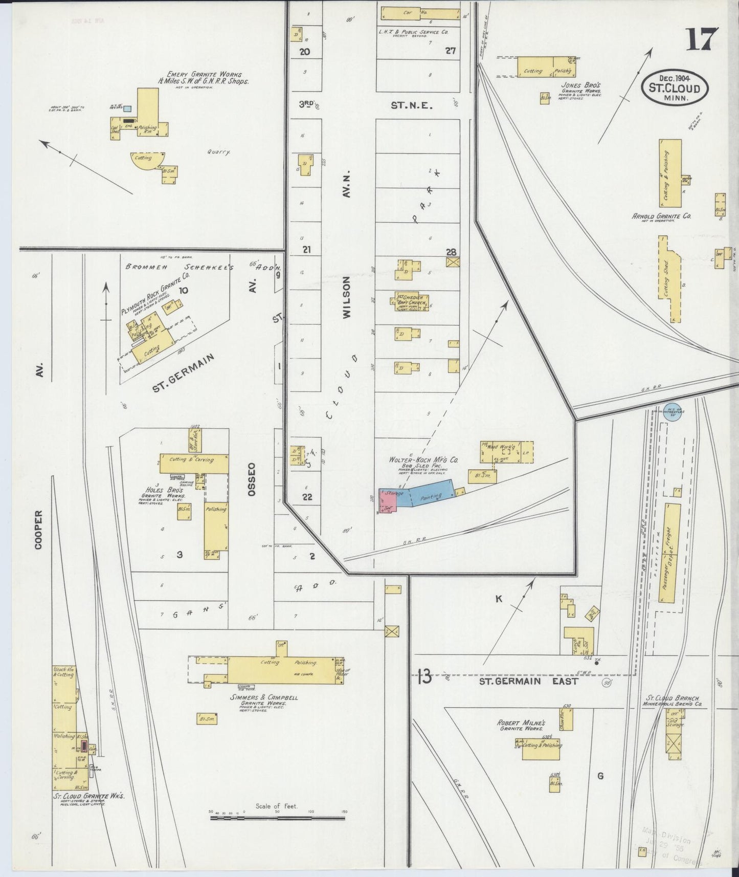 Sanborn Fire Insurance Map from Saint Cloud, Stearns, Benton, and Sherburne Counties, Minnesota (1904), Sheet #0017 - Complete Map Set gallery image, historic Sanborn map, vintage wall art, Minnesota Minnesota