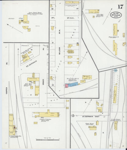 Sanborn Fire Insurance Map from Saint Cloud, Stearns, Benton, and Sherburne Counties, Minnesota (1904), Sheet #0017 - Complete Map Set gallery image, historic Sanborn map, vintage wall art, Minnesota Minnesota