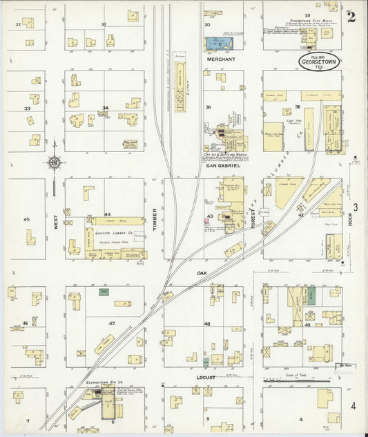 Sanborn Fire Insurance Map from Georgetown, Williamson County, Texas (1910), Sheet #0002 - Historic Sanborn Fire Insurance Map Print, vintage old map wall art, antique decor, genealogy gift, Texas Texas map