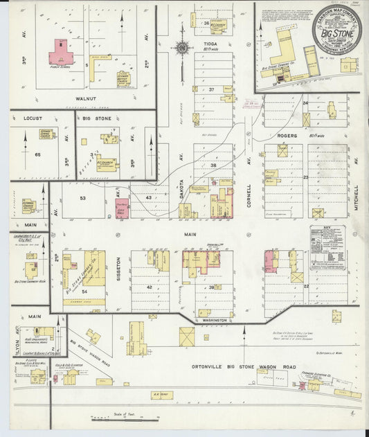 Sanborn Fire Insurance Map from Big Stone City, Grant County, South Dakota (1910), Sheet #0001 - Historic Sanborn Fire Insurance Map Print, vintage old map wall art, antique decor, genealogy gift, South Dakota South Dakota map