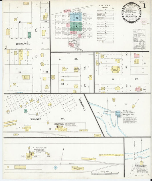 Sanborn Fire Insurance Map from Washington, Washington County, Kansas (1897), Sheet #0001 - Complete Map Set gallery image, historic Sanborn map, vintage wall art, Kansas Kansas