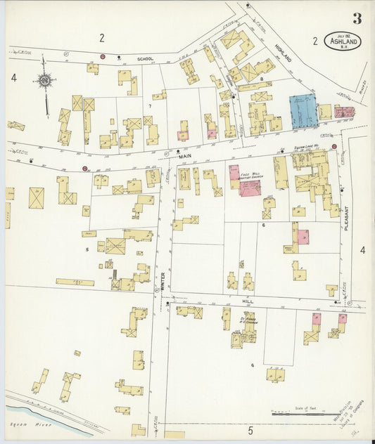 Sanborn Fire Insurance Map from Ashland, Grafton County, New Hampshire (1912), Sheet #0003 - Historic Sanborn Fire Insurance Map Print, vintage old map wall art, antique decor, genealogy gift, New Hampshire New Hampshire map