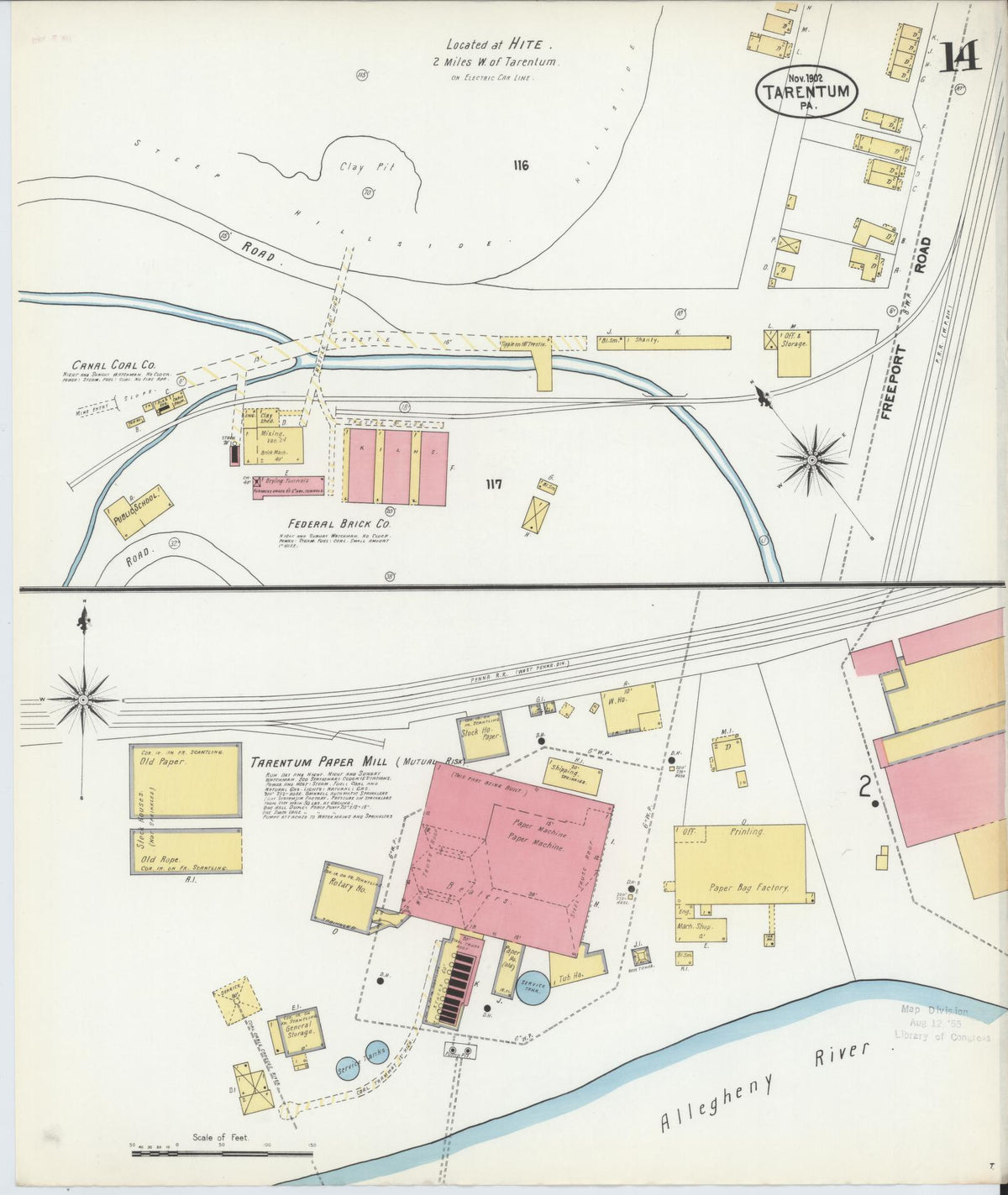 Sanborn Fire Insurance Map from Tarentum, Allegheny County, Pennsylvania (1902), Sheet #0014 - Historic Sanborn Fire Insurance Map Print, vintage old map wall art, antique decor, genealogy gift, Pennsylvania Pennsylvania map