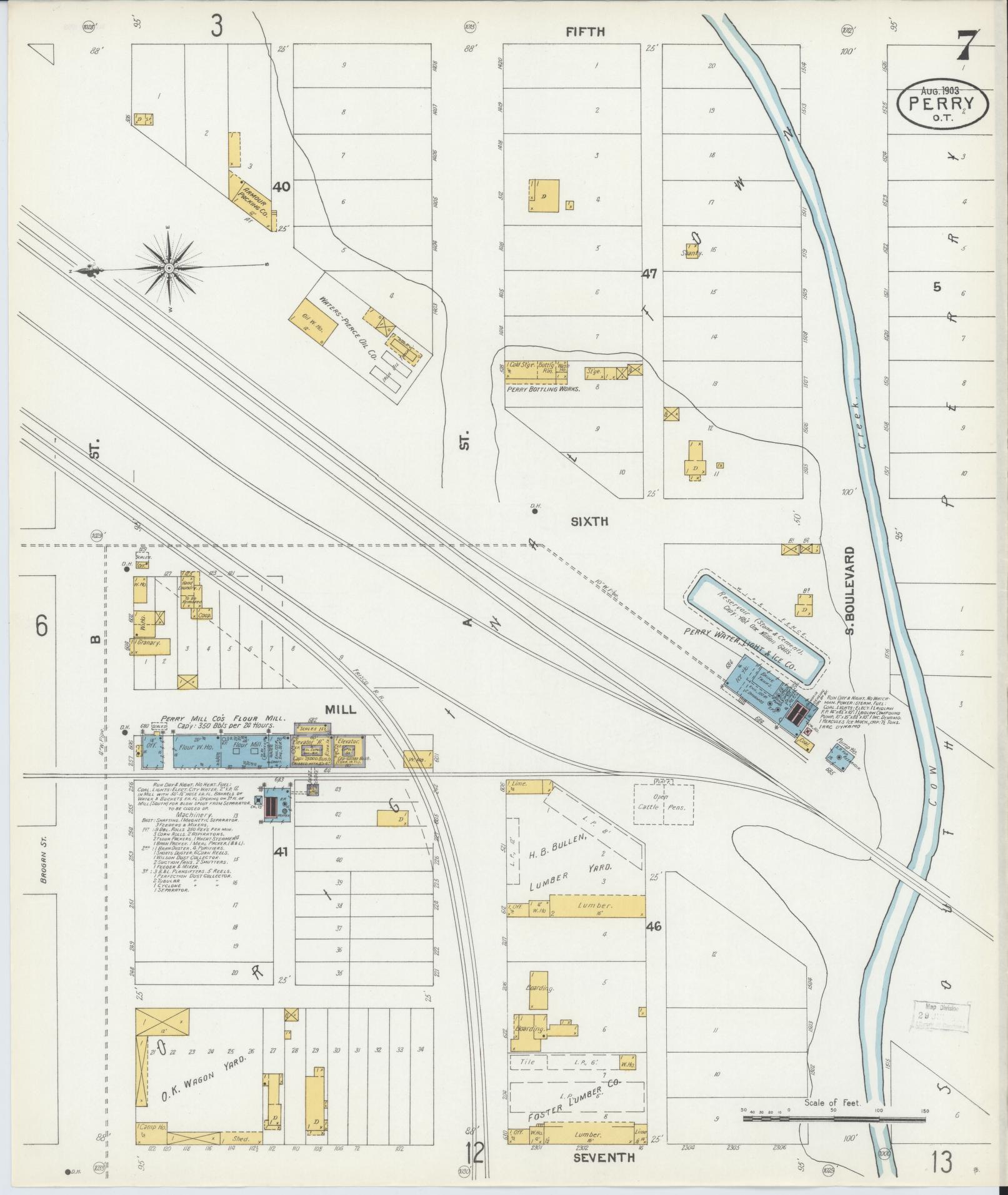 Sanborn Fire Insurance Map from Perry, Noble County, Oklahoma (1903), Sheet #0007 - Complete Map Set gallery image, historic Sanborn map, vintage wall art, Oklahoma Oklahoma