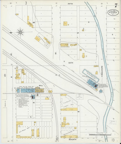 Sanborn Fire Insurance Map from Perry, Noble County, Oklahoma (1903), Sheet #0007 - Complete Map Set gallery image, historic Sanborn map, vintage wall art, Oklahoma Oklahoma