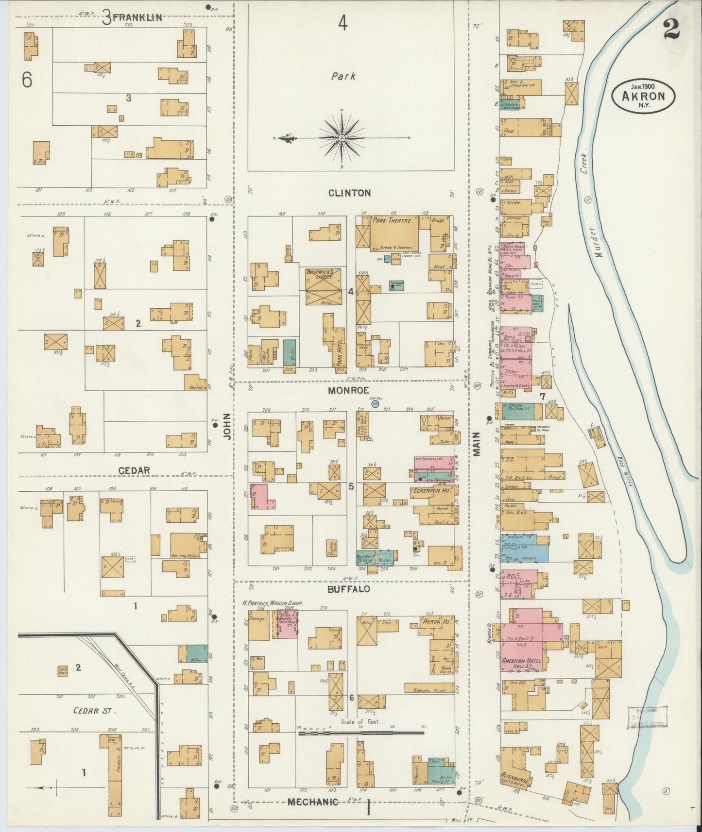 Sanborn Fire Insurance Map from Akron, Erie County, New York (1900), Sheet #0002 - Complete Map Set gallery image, historic Sanborn map, vintage wall art, New York New York