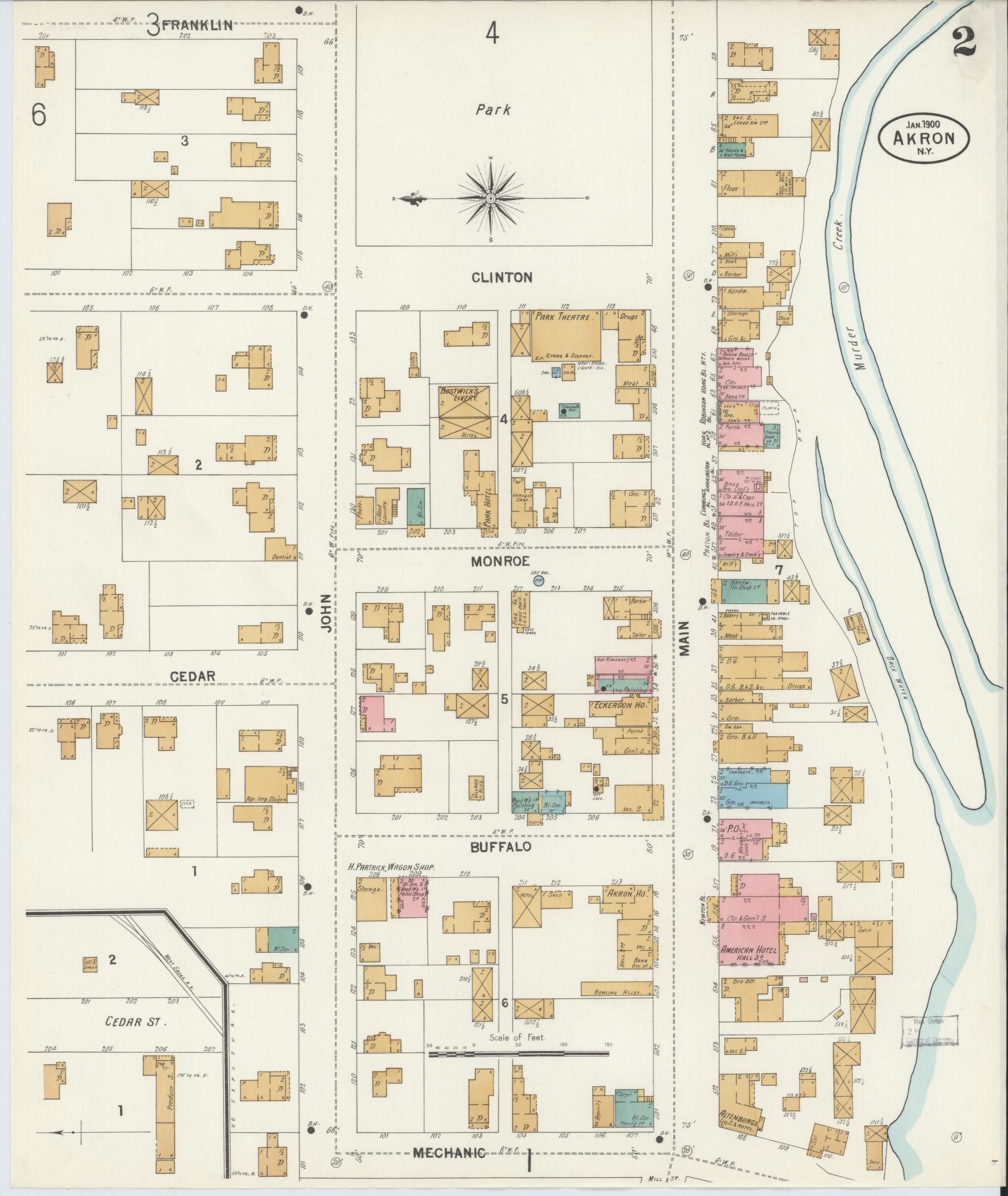 Sanborn Fire Insurance Map from Akron, Erie County, New York (1900), Sheet #0002 - Complete Map Set gallery image, historic Sanborn map, vintage wall art, New York New York