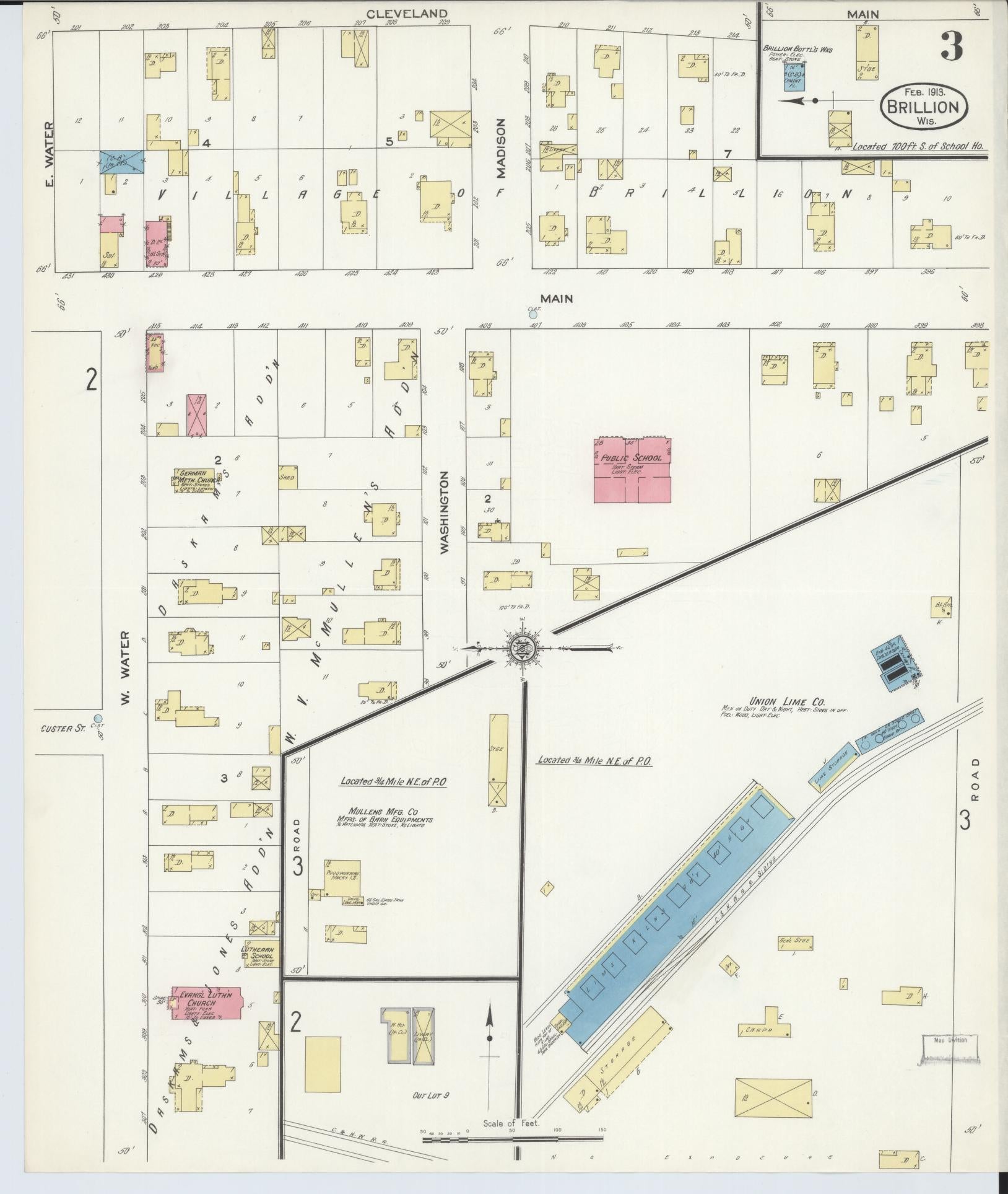Sanborn Fire Insurance Map from Brillion, Calumet County, Wisconsin (1913), Sheet #0003 - Complete Map Set gallery image, historic Sanborn map, vintage wall art, Wisconsin Wisconsin