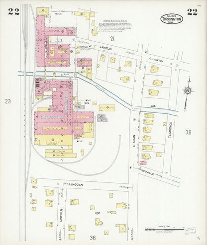 Sanborn Fire Insurance Map from Torrington, Litchfield County, Connecticut (1924), Sheet #0022 - Complete Map Set gallery image, historic Sanborn map, vintage wall art, Connecticut Connecticut