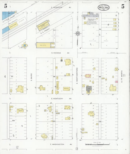 Sanborn Fire Insurance Map from Midland, Midland County, Texas (1929), Sheet #0005 - Complete Map Set gallery image, historic Sanborn map, vintage wall art, Texas Texas